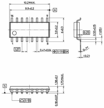 74HC595D Dimensions