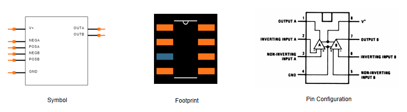 Fig.1 Symbol, footprint and pin configuration of LM393M comparator